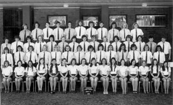 front l-r: Christine Urane, Susan Klein, Pauline Hall, Judith Grimmond, Tamara Bell, Christine Sieber, Sandra Percival, Dianne Fealy, Julie Guihot, Jan Robertson, Maree Morris, Helen Gennette, Dianne Smales, Annette Peart, Noeline Druery, Bronwyn Best
2nd row l-r: Gary Harper, Terry Robson, Grahame Pond, paul Watts, Derek Evans, Craig (Jimmy) Prior, Mark Middleton, Roger Metcalfe, David Warren, Greg Yorke, Phillip Walls, Trevor Jones, Russel Hicks, Mark Gilson
3rd row l-r: Peter Finch, Dennis Hall, Richard Wortley, Greg Farquharson, Robert Storr, Phillip Tassell, Barry Trace, Geoff Keith, Phillip Hockley, Barry Elkin, Ian Armstrong, Phillip Robertson, David Jones, Nicholai Kikul, Roger Keene
back l-r: Bryan Atkins, Geoff Pilgrim, Chris Mawer, Joseph Kuszinski, Greg Jones, David Wyatt, Glen Oakley, Laurence Jones, Peter Atkins, Roman Jablkowski